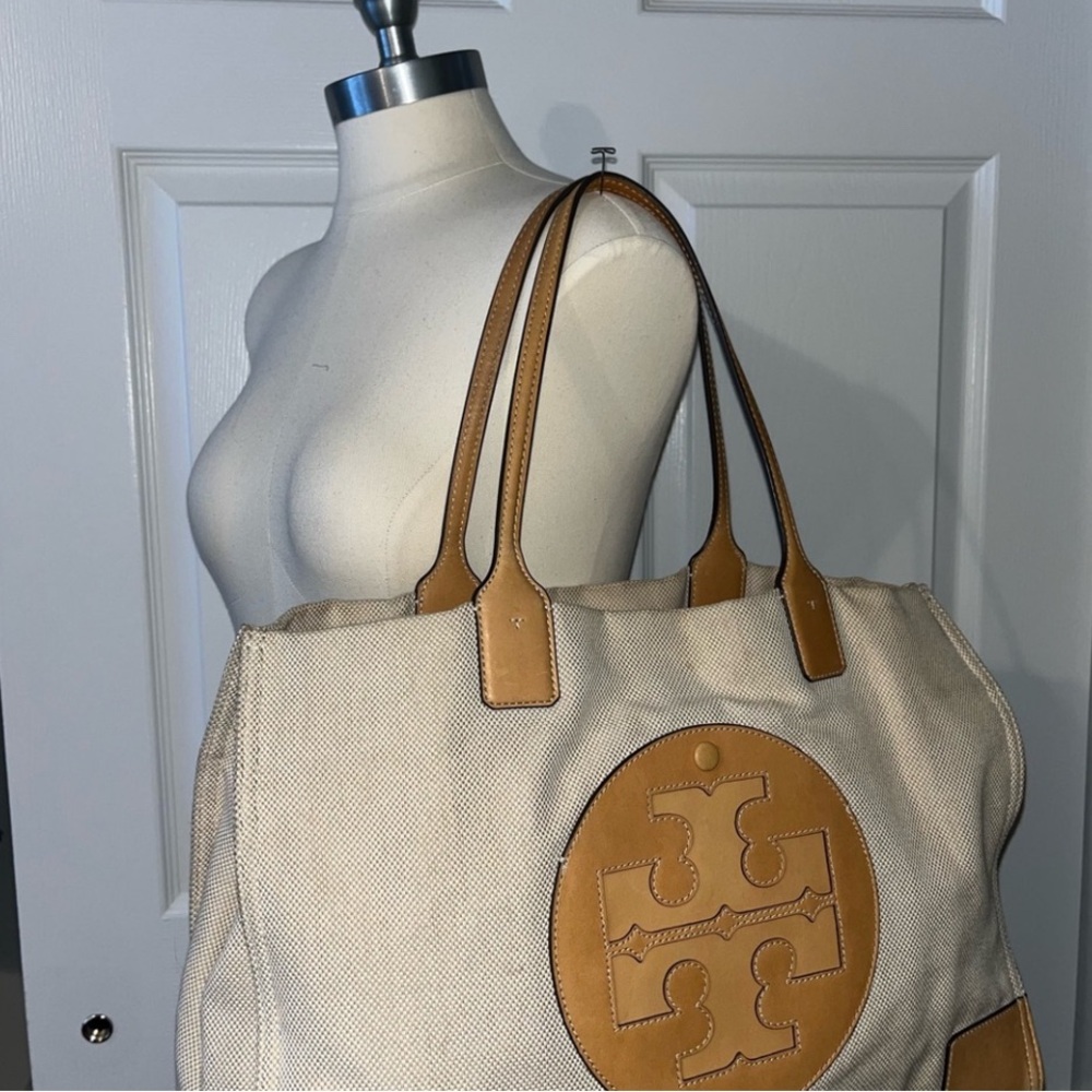 Tory Burch Ella canvas summer tote! - Picture 2 of 5